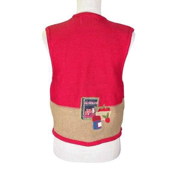 Vintage Sharon Young Sweater Vest Women's Medium Kitchen Fruit Appliqué Cottage - Picture 3 of 8